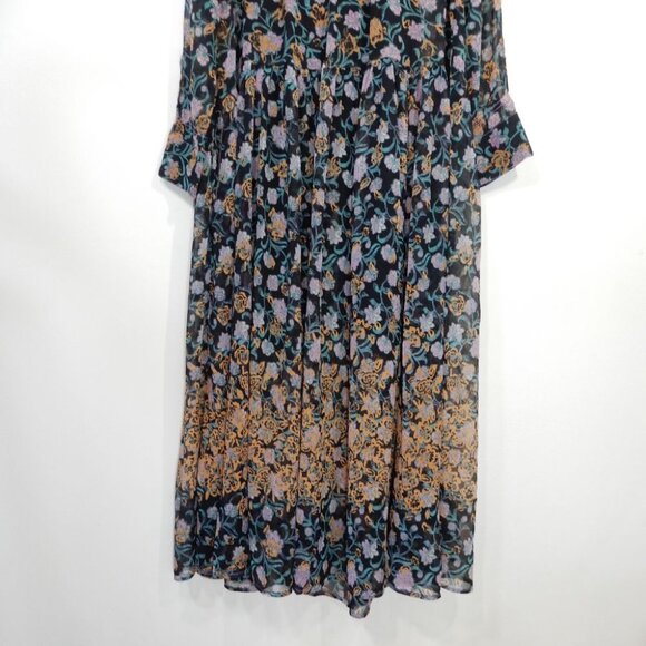 FREE PEOPLE See It Through Long Sleeve Maxi DRESS S M L Floral Black Combo NEW - Picture 13 of 14